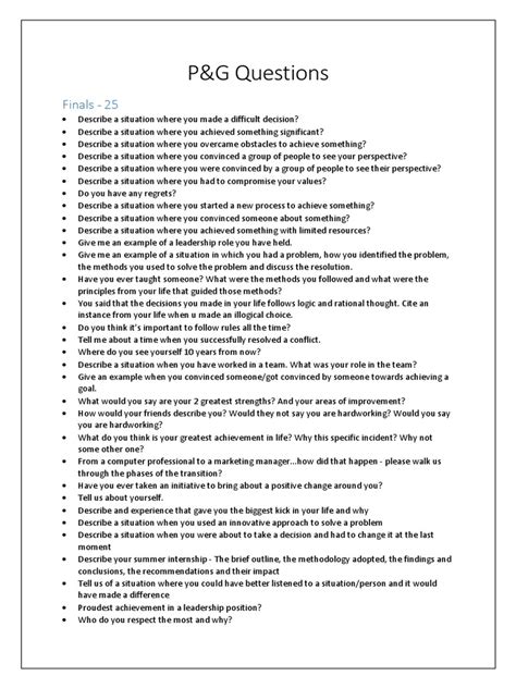 p&g interview questions